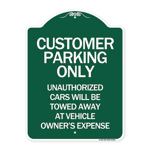 Signmission Customer Parking Unauthorized Cars Will Be Towed Away at Owners Expense, A-DES-GW-1824-24201 A-DES-GW-1824-24201 - main